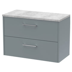 [BFPF2326LBG] Winshill Contemporary 2 Drawer Wall Hung Vanity Unit with Laminate Worktop - Choice of Size and Colour - Cutout