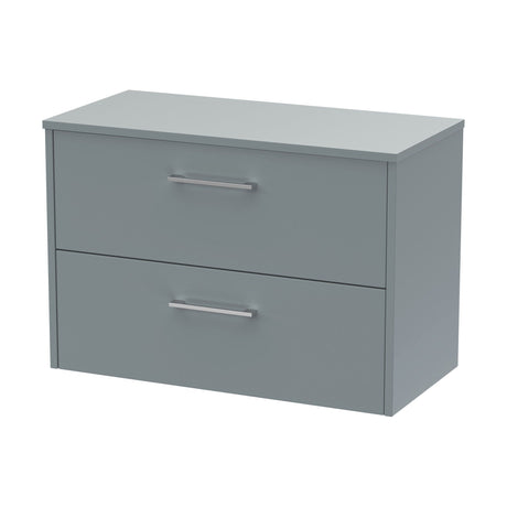 [BFPF2326W] Winshill Contemporary 2 Drawer Wall Hung Vanity Unit with Worktop - Choice of Size and Colour - Cutout