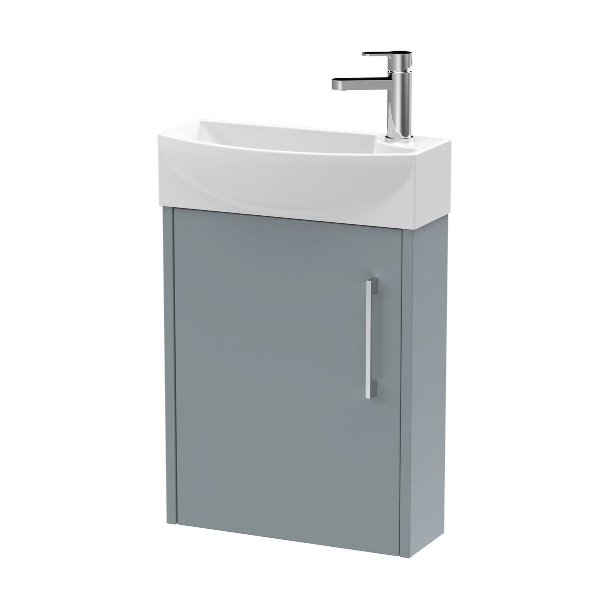 [BFPF2361L] Winshill Contemporary 1 Door Wall Hung Cloakroom Vanity Unit with Basin - Choice of Orientation and Colour - Cutout