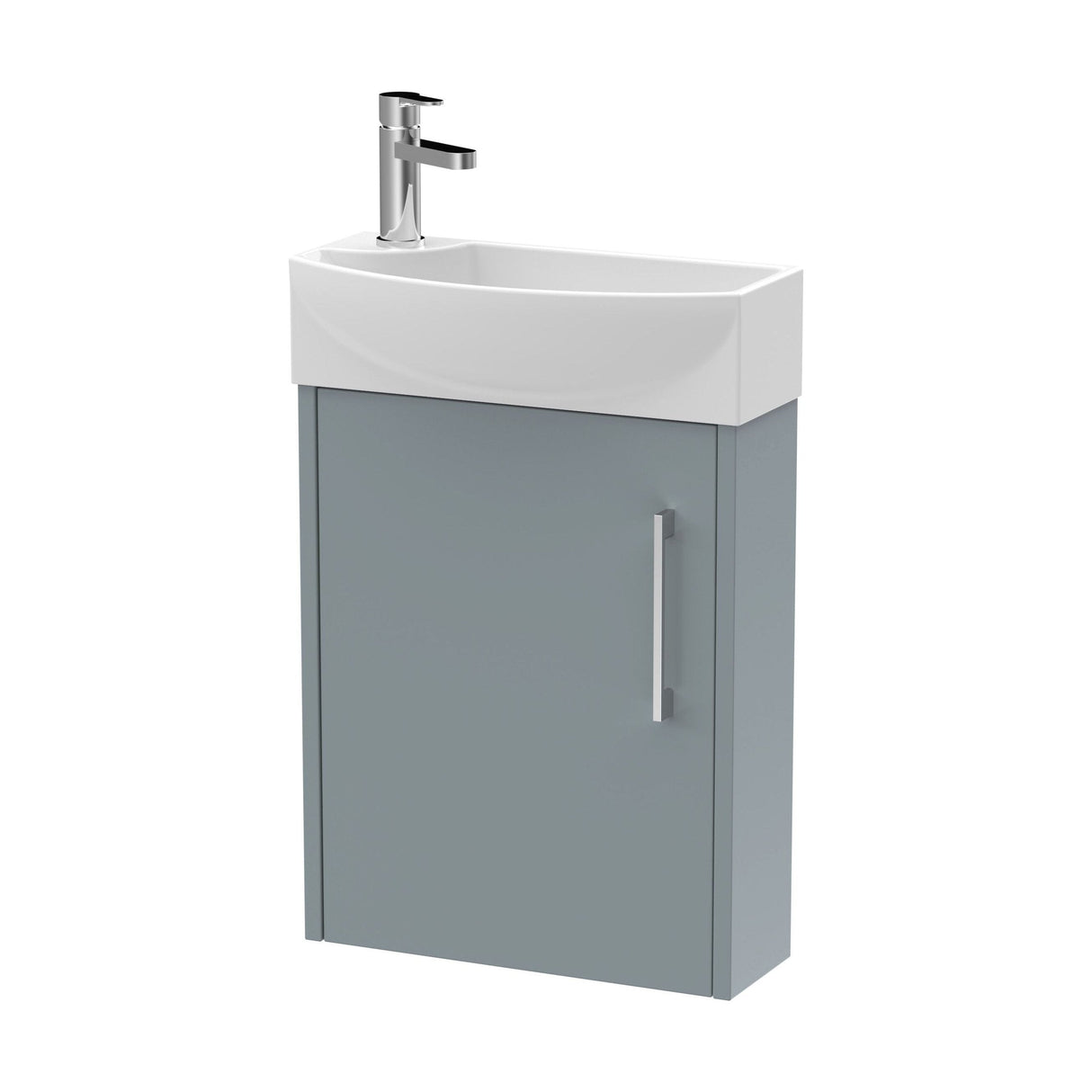[BFPF2361R] Winshill Contemporary 1 Door Wall Hung Cloakroom Vanity Unit with Basin - Choice of Orientation and Colour - Cutout