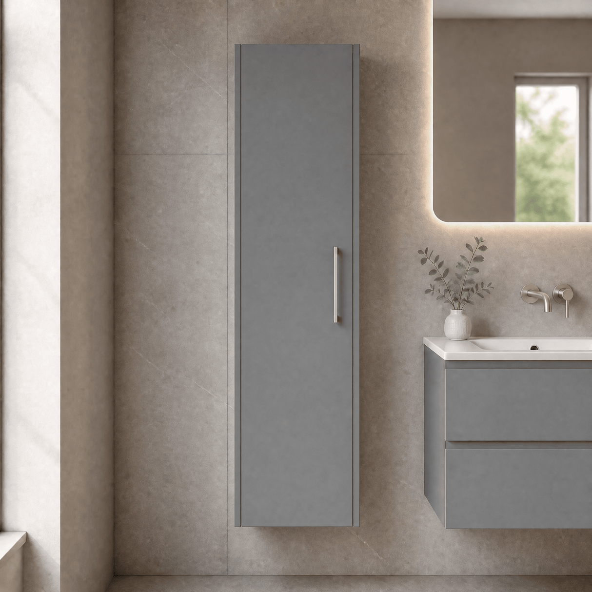 [BFPF2361] Winshill Wall Hung 1 Door Tall Cabinet, 350mm, Choice of Colour