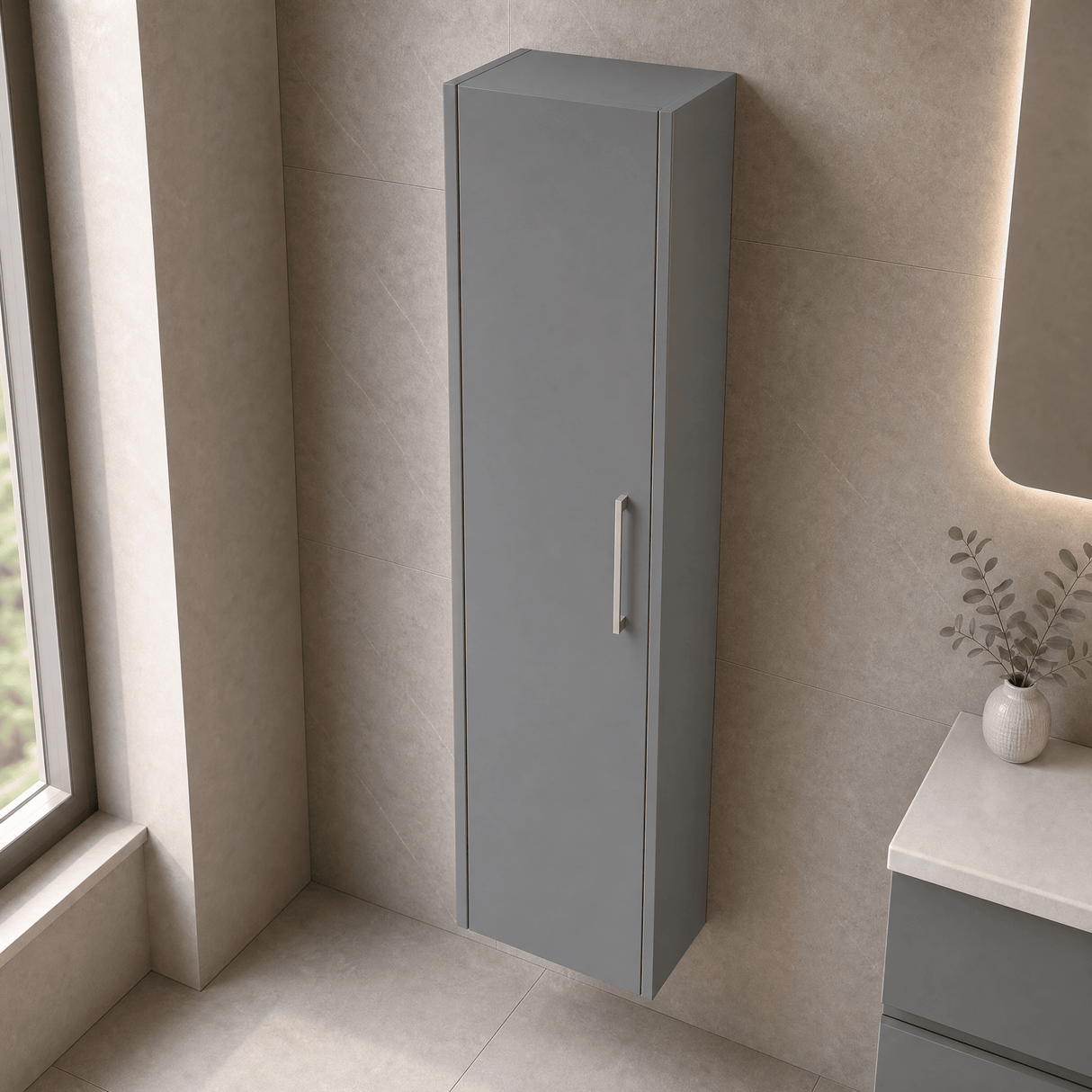 [BFPF2361] Winshill Wall Hung 1 Door Tall Cabinet, 350mm, Choice of Colour