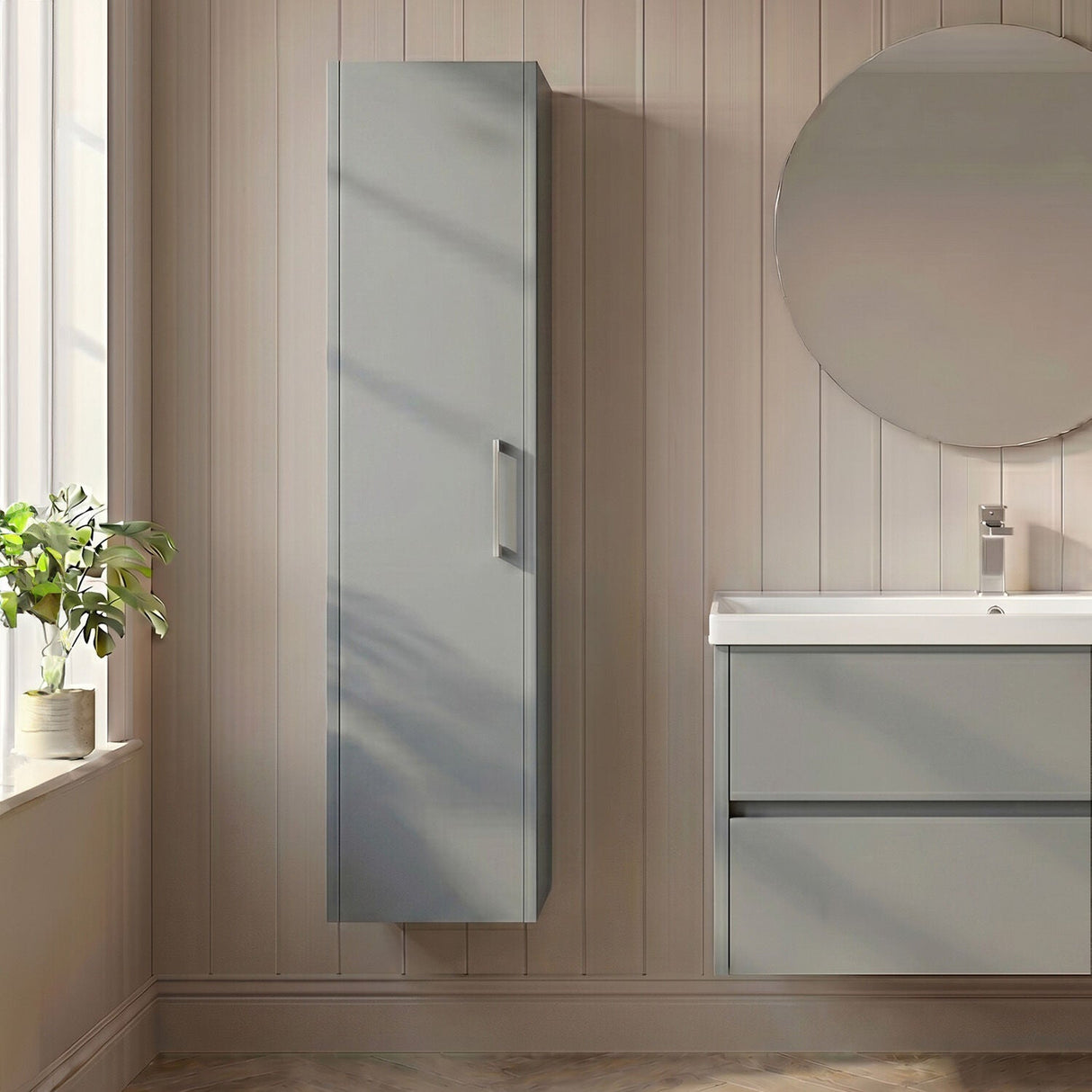 [BFPF2361] Winshill Wall Hung 1 Door Tall Cabinet, 350mm, Choice of Colour - Silo