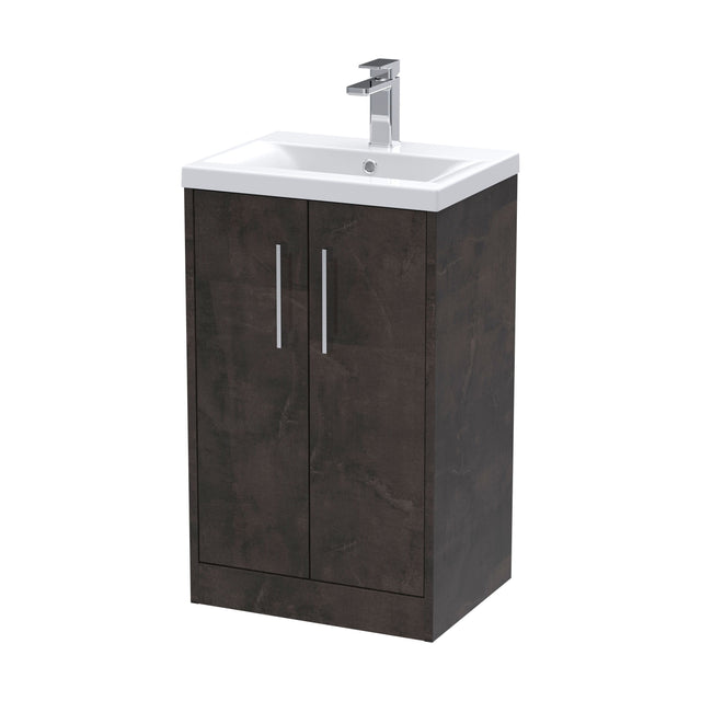 [BFPF2601A] Winshill Contemporary 2 Door Floor Standing Vanity Unit with Mid-Edge Basin, Metallic Slate, 500mm - Cutout
