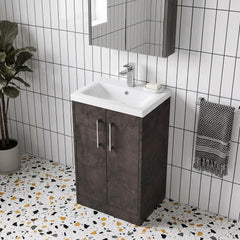 [BFPF2601A] Winshill Contemporary 2 Door Floor Standing Vanity Basin Unit with Mid-Edge Basin, Choice of Size and Colour