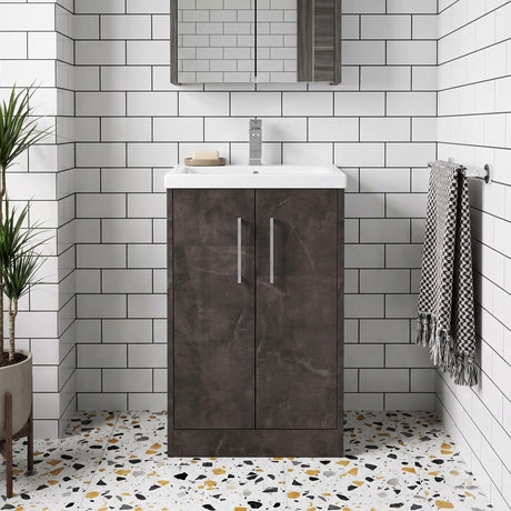[BFPF2601A] Winshill Contemporary 2 Door Floor Standing Vanity Basin Unit with Mid-Edge Basin, Choice of Size and Colour - Silo