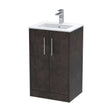 [BFPF2601B] Winshill Contemporary 2 Door Floor Standing Vanity Unit with Minimalist Basin, Metallic Slate, 500mm - Cutout