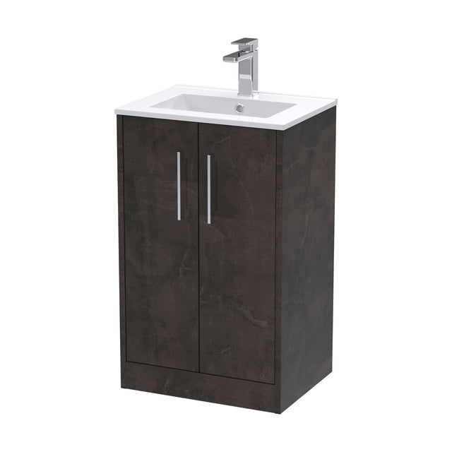 [BFPF2601B] Winshill Contemporary 2 Door Floor Standing Vanity Unit with Minimalist Basin, Metallic Slate, 500mm - Cutout
