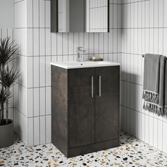 [BFPF2601B] Winshill Contemporary 2 Door Floor Standing Vanity Unit with Minimalist Basin - Choice of Size and Colour