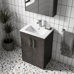 [BFPF2601B] Winshill Contemporary 2 Door Floor Standing Vanity Unit with Minimalist Basin - Choice of Size and Colour