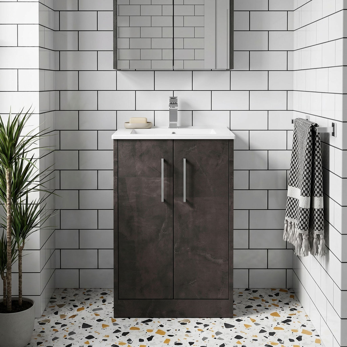 [BFPF2601B] Winshill Contemporary 2 Door Floor Standing Vanity Unit with Minimalist Basin - Choice of Size and Colour - Silo