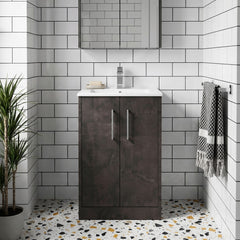 [BFPF2601B] Winshill Contemporary 2 Door Floor Standing Vanity Unit with Minimalist Basin - Choice of Size and Colour - Silo
