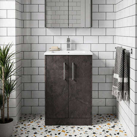 [BFPF2601B] Winshill Contemporary 2 Door Floor Standing Vanity Unit with Minimalist Basin - Choice of Size and Colour - Silo