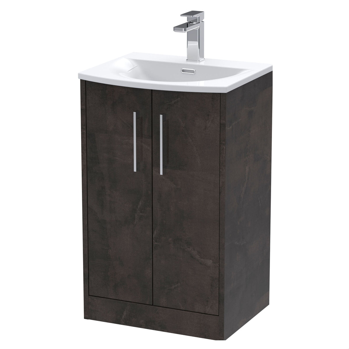 [BFPF2601G] Winshill Contemporary 2 Door Floor Standing Vanity Unit with Curved Basin - Choice of Size and Colour - Cutout