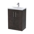 [BFPF2603A] Winshill Contemporary 2 Door Floor Standing Vanity Unit with Mid-Edge Basin, Metallic Slate, 600mm - Cutout
