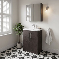 [BFPF2603A] Winshill Contemporary 2 Door Floor Standing Vanity Basin Unit with Mid-Edge Basin, Choice of Size and Colour