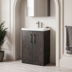 [BFPF2603D] Winshill Contemporary 2 Door Floor Standing Vanity Unit with Thin Edge Basin - Choice of Size and Colour