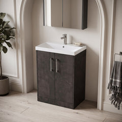 [BFPF2603D] Winshill Contemporary 2 Door Floor Standing Vanity Unit with Thin Edge Basin - Choice of Size and Colour