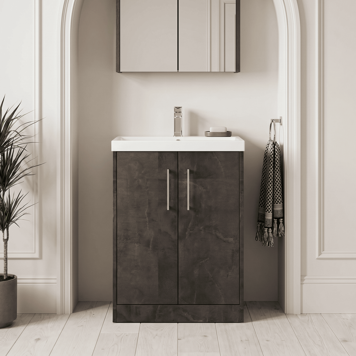 [BFPF2603D] Winshill Contemporary 2 Door Floor Standing Vanity Unit with Thin Edge Basin - Choice of Size and Colour - Silo