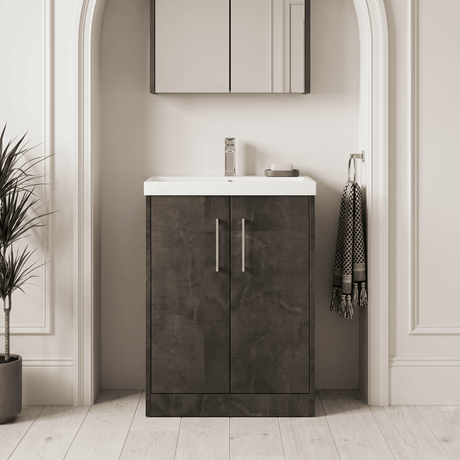 [BFPF2603D] Winshill Contemporary 2 Door Floor Standing Vanity Unit with Thin Edge Basin - Choice of Size and Colour - Silo