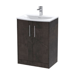 [BFPF2603G] Winshill Contemporary 2 Door Floor Standing Vanity Unit with Curved Basin - Choice of Size and Colour - Cutout