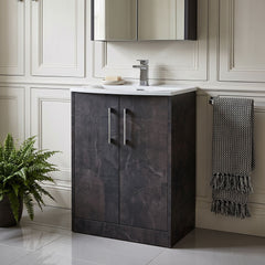 [BFPF2603G] Winshill Contemporary 2 Door Floor Standing Vanity Unit with Curved Basin - Choice of Size and Colour
