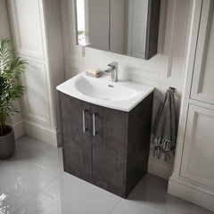 [BFPF2603G] Winshill Contemporary 2 Door Floor Standing Vanity Unit with Curved Basin - Choice of Size and Colour