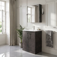 [BFPF2603G] Winshill Contemporary 2 Door Floor Standing Vanity Unit with Curved Basin - Choice of Size and Colour