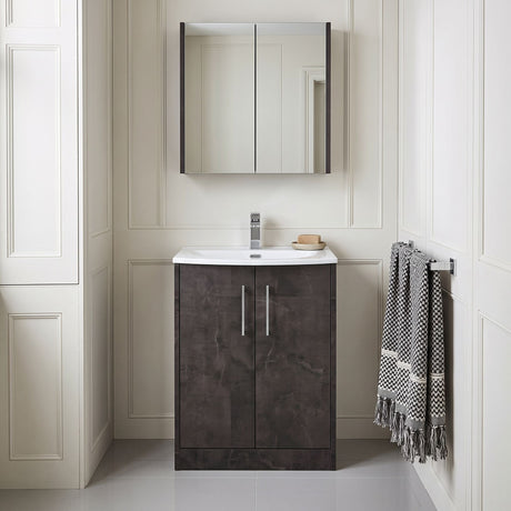 [BFPF2603G] Winshill Contemporary 2 Door Floor Standing Vanity Unit with Curved Basin - Choice of Size and Colour - Silo