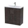 [BFPF2605A] Winshill Contemporary 2 Door Floor Standing Vanity Unit with Mid-Edge Basin, Metallic Slate, 800mm - Cutout