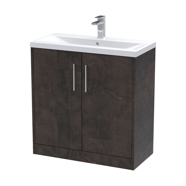 [BFPF2605A] Winshill Contemporary 2 Door Floor Standing Vanity Unit with Mid-Edge Basin, Metallic Slate, 800mm - Cutout