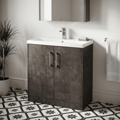 [BFPF2605A] Winshill Contemporary 2 Door Floor Standing Vanity Basin Unit with Mid-Edge Basin, Choice of Size and Colour