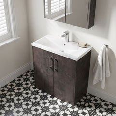 [BFPF2605A] Winshill Contemporary 2 Door Floor Standing Vanity Basin Unit with Mid-Edge Basin, Choice of Size and Colour
