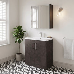 [BFPF2605A] Winshill Contemporary 2 Door Floor Standing Vanity Basin Unit with Mid-Edge Basin, Choice of Size and Colour