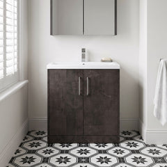 [BFPF2605A] Winshill Contemporary 2 Door Floor Standing Vanity Basin Unit with Mid-Edge Basin, Choice of Size and Colour - Silo