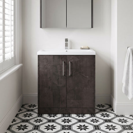 [BFPF2605A] Winshill Contemporary 2 Door Floor Standing Vanity Basin Unit with Mid-Edge Basin, Choice of Size and Colour - Silo