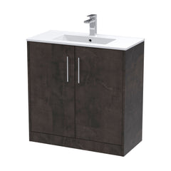 [BFPF2605B] Winshill Contemporary 2 Door Floor Standing Vanity Unit with Minimalist Basin - Choice of Size and Colour - Cutout