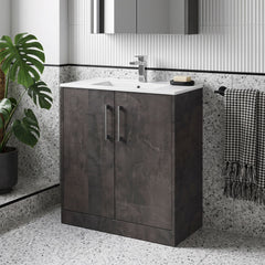 [BFPF2605B] Winshill Contemporary 2 Door Floor Standing Vanity Unit with Minimalist Basin - Choice of Size and Colour