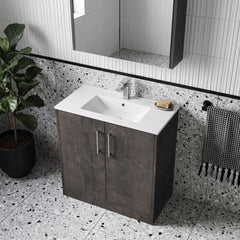 [BFPF2605B] Winshill Contemporary 2 Door Floor Standing Vanity Unit with Minimalist Basin - Choice of Size and Colour