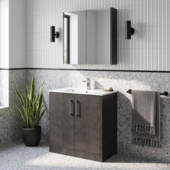 [BFPF2605B] Winshill Contemporary 2 Door Floor Standing Vanity Unit with Minimalist Basin - Choice of Size and Colour