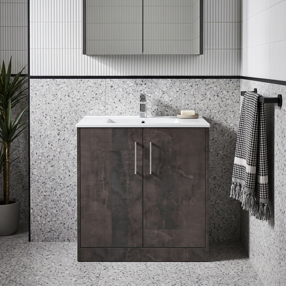 [BFPF2605B] Winshill Contemporary 2 Door Floor Standing Vanity Unit with Minimalist Basin - Choice of Size and Colour - Silo