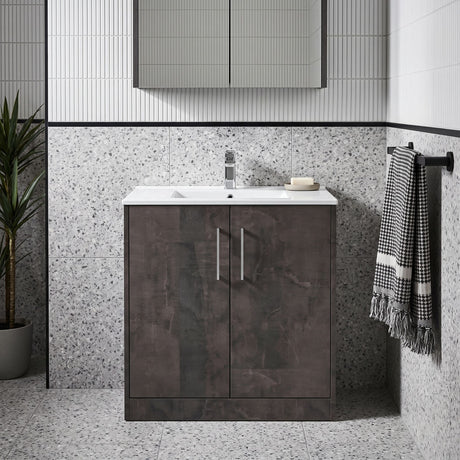 [BFPF2605B] Winshill Contemporary 2 Door Floor Standing Vanity Unit with Minimalist Basin - Choice of Size and Colour - Silo
