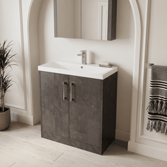 [BFPF2605D] Winshill Contemporary 2 Door Floor Standing Vanity Unit with Thin Edge Basin - Choice of Size and Colour