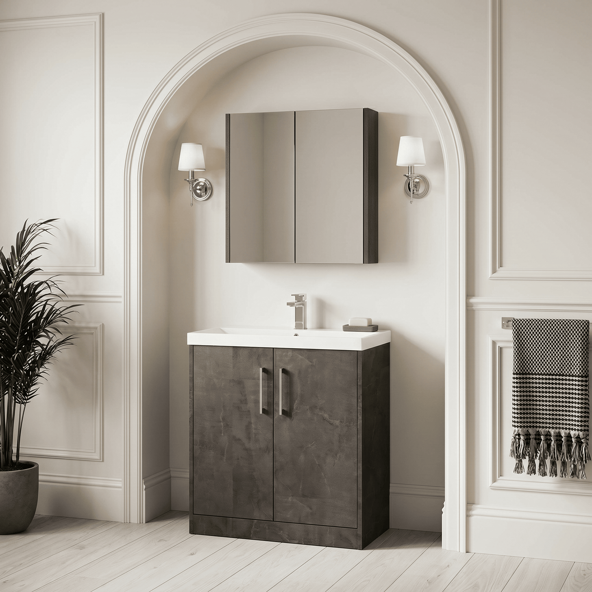 [BFPF2605D] Winshill Contemporary 2 Door Floor Standing Vanity Unit with Thin Edge Basin - Choice of Size and Colour