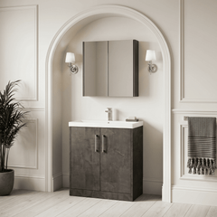 [BFPF2605D] Winshill Contemporary 2 Door Floor Standing Vanity Unit with Thin Edge Basin - Choice of Size and Colour