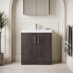 [BFPF2605D] Winshill Contemporary 2 Door Floor Standing Vanity Unit with Thin Edge Basin - Choice of Size and Colour - Silo