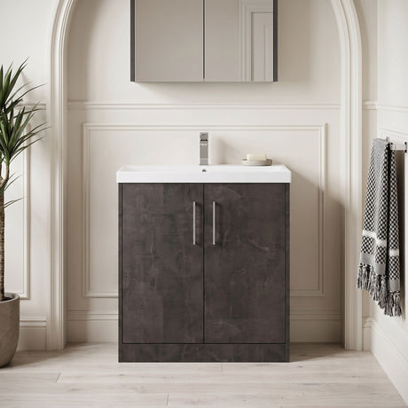 [BFPF2605D] Winshill Contemporary 2 Door Floor Standing Vanity Unit with Thin Edge Basin - Choice of Size and Colour - Silo