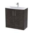 [BFPF2605G] Winshill Contemporary 2 Door Floor Standing Vanity Unit with Curved Basin, Metallic Slate, 800mm - Cutout