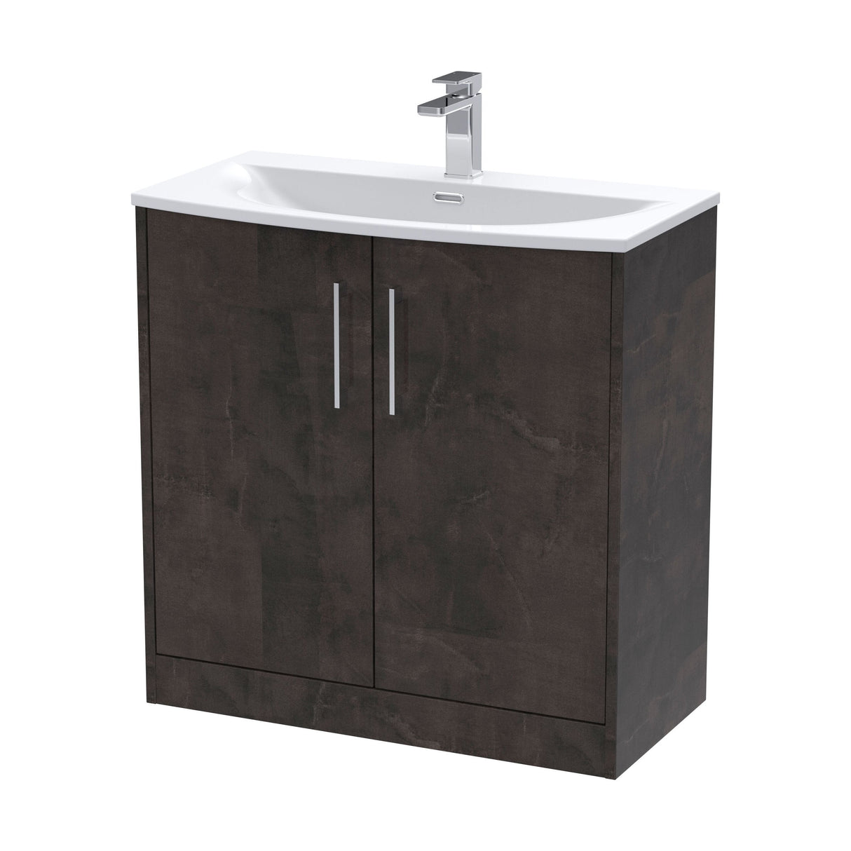[BFPF2605G] Winshill Contemporary 2 Door Floor Standing Vanity Unit with Curved Basin - Choice of Size and Colour - Cutout