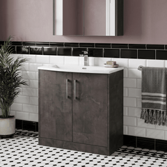 [BFPF2605G] Winshill Contemporary 2 Door Floor Standing Vanity Unit with Curved Basin - Choice of Size and Colour